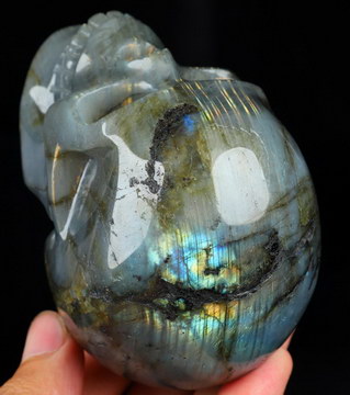 3.5" Labradorite Hand Carved Crystal Skull, Realistic, Crystal Healing