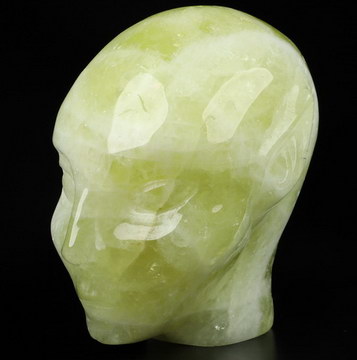 Gemstone 4.1" Citrine Hand Carved Fairy Elf Alien Crystal Skull Companion Sculpture, Crystal Healing