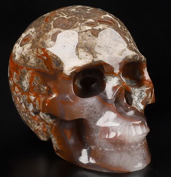 3.5" Empire Red Agate Hand Carved Crystal Skull, Realistic, Crystal Healing