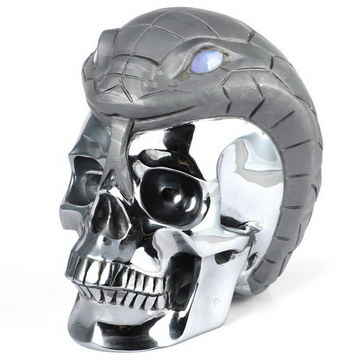 An Eatting Snake 5.0" Tera-hertz Hand Carved Crystal Skull Sculpture, Crystal Healing