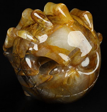 5.0" Golden healer Hand Carved Crystal Skull Fine Art Sculpture, Crystal Healing