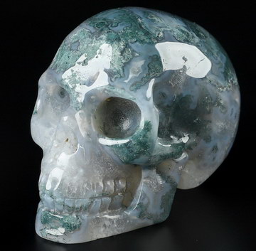 2.0" Green Moss Agate Hand Carved Crystal Skull, Realistic, Crystal Healing