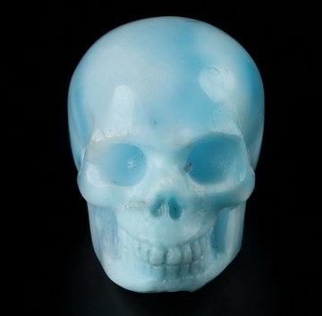 Gemstone 0.8" Larimar Hand Carved Crystal Skull, Realistic, Crystal Healing
