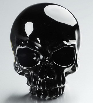 Black Obsidian Hand Carved Crystal Skull Buckle, Skull Jewelry