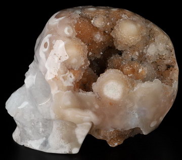 Gemstone 3.5" Sakura Agate Geode Hand Carved Crystal Skull, Super Realistic, Crystal Healing