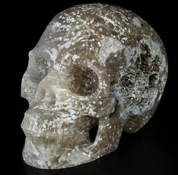 4.0" Sagenitic Japser Hand Carved Crystal Skull, Realistic, Crystal Healing