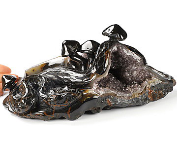 9.1" Premium Brazilian Agate Hand Carved Crystal Sanke Sculpture, Crystal Healing