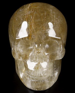 Gemstone 2.0" Rutilated Quartz Rock Crystal Hand Carved Crystal Skull, Realistic, Crystal Healing
