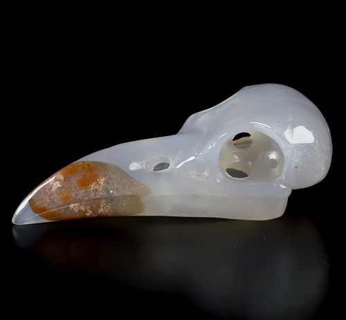 2.2" Agate Hand Carved Raven Crystal Skull  Sculpture, Crystal Healing