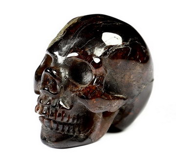 0.9" Bohemia Garnet Hand Carved Crystal Skull, Realistic, Crystal Healing