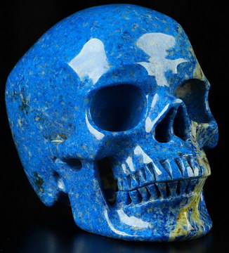 Gemstone 5.2" Lapis Lazuli Hand Carved Crystal Skull, Super Realistic, Crystal Healing