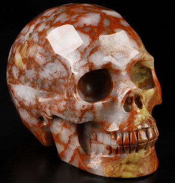 3.5" Faceted Red Jasper Hand Carved Crystal Skull, Realistic, Crystal Healing