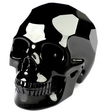 3.5" Faceted Black Obsidian Hand Carved Crystal Skull, Realistic, Crystal Healing