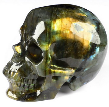 Flash 4.6" Labradorite Hand Carved Crystal Skull, Super Realistic, Crystal Healing