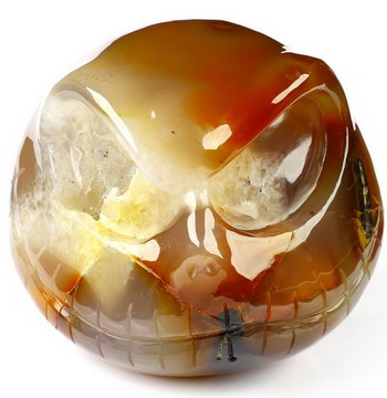 4.0" Premium Brazilian Agate Geode Hand Carved Crystal Jack Skull Sculpture, Crystal Healing