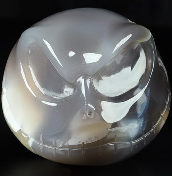 4.0" Premium Brazilian Agate Hand Carved Crystal Jack Skull Sculpture, Crystal Healing