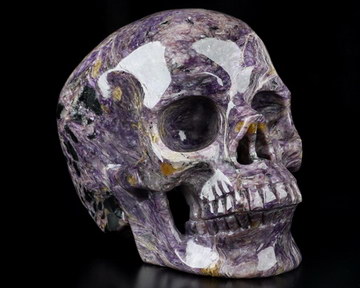 Gemstone 5.4" Russian Charoite Carved Crystal Skull,Super Realistic, Crystal Healing