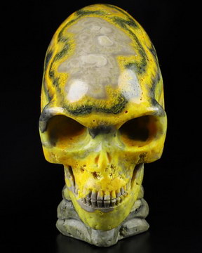 3.6" Bumble Bee Jasper Carved Crystal Skull, Crystal Healing