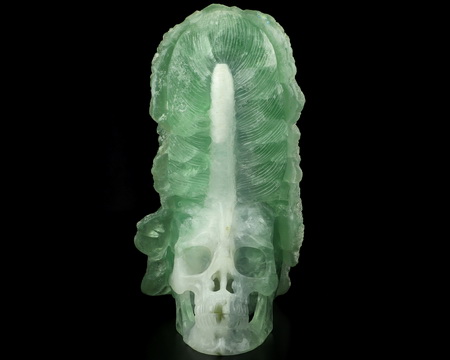 Feb 6, 2015 ACSAD (A Crystal Skull a Day) - One Good Deed - Blue and Green Fluorite Carved Crystal Skull with Feather Sculpture
