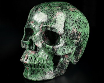 Lifesized 6.5" Ruby Zoisite Carved Crystal Skull, Super Realistic