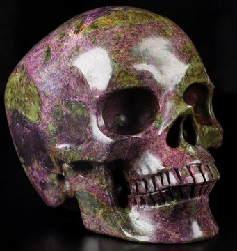 Gemstone 5.1" Stichtite and Serpentine Hand Carved Crystal Skull, Super Realistic, Crystal Healing