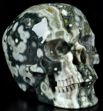 5.1" Ocean Jasper Geode Hand Carved Crystal Skull, Super Realistic, Crystal Healing