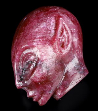 1.6" Ruby Hand Carved Fairy Elf Alien Crystal Skull Companion Sculpture, Crystal Healing