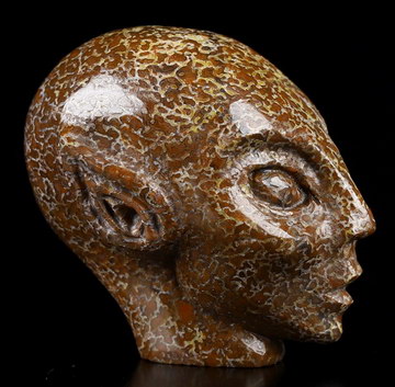 1.4" Dinosaur Sauropoda Bone Fossil Hand Carved Fairy Elf Alien Crystal Skull Companion Sculpture, Crystal Healing
