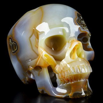 5.1" Agate Hand Carved Crystal Skull, Super Realistic, Crystal Healing