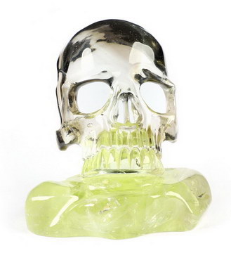 Gemstone 3.3" Citrine Hand Carved Crystal Skull Fine Art Sculpture, Crystal Healing