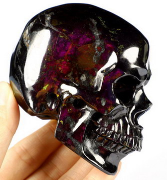3.5" Purpurite Hand Carved Crystal Skull, Super Realistic, Crystal Healing