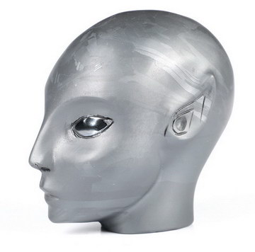 3.1" Frosted Tera-hertz Hand Carved Fairy Elf Alien Crystal Skull Companion Sculpture, Crystal Healing