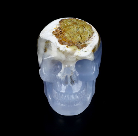 1.5" Blue Chalcedony Hand Carved Crystal Skull, Realistic, Crystal Healing