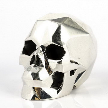 4.4 OZ 1.4" Faceted Solid Silver Hand Carved Crystal Skull Sculpture, Crystal Healing