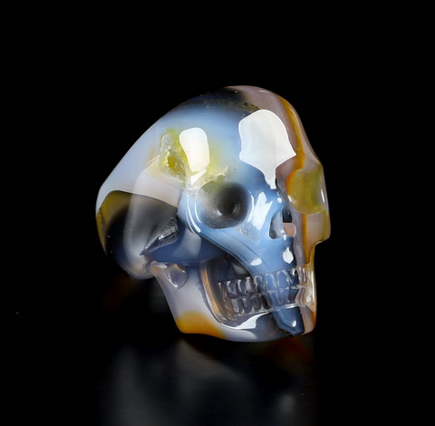 US Size 11# Agate Hand Carved Crystal Skull Ring, Skull Jewelry