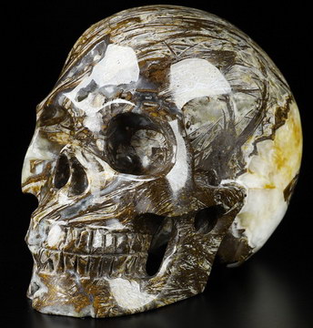 4.0" Tree Leaves Agate Hand Carved Crystal Skull, Realistic, Crystal Healing