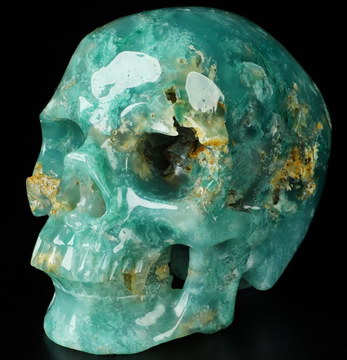 4.5" New Chrysoprase Hand Carved Crystal Skull, Super Realistic, Crystal Healing