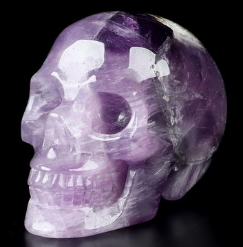 Gemstone 1.8" Amethyst Hand Carved Crystal Skull, Realistic, Crystal Healing