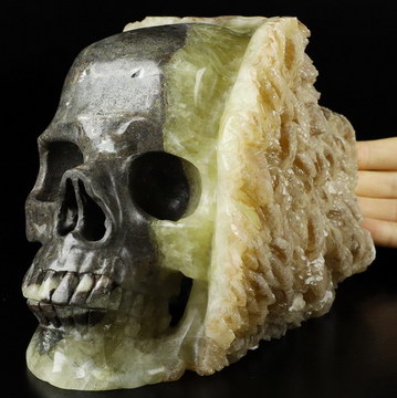 7.1" Calcite Hand Carved Crystal Skull, Realistic, Crystal Healing