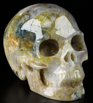 4.1" Agate Hand Carved Crystal Skull, Realistic, Crystal Healing