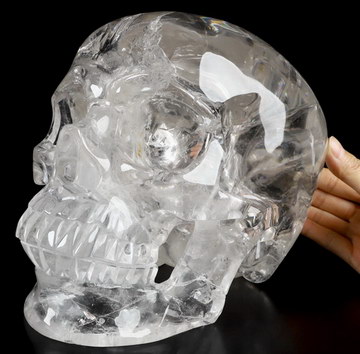 21.4 LB Titan 9.3" Quartz Rock Crystal Hand Carved Crystal Skull, Crystal Healing