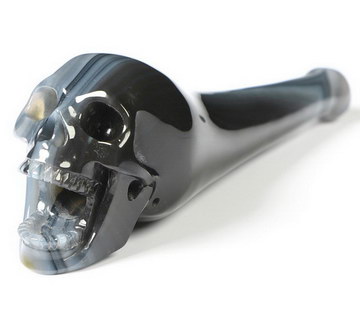 3.5" Premium Brazilian Agate Hand Carved Crystal Skull Pipe, Crystal Healing