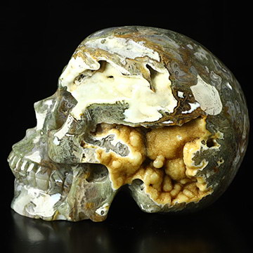 5.0" Green Moss Agate Hand Carved Crystal Skull, Realistic, Crystal Healing