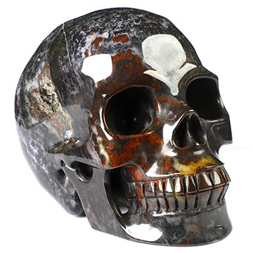 5.0" Chinese Bloodstone Hand Carved Crystal Skull, Realistic, Crystal Healing