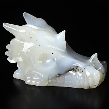5.0" Agate Hand Carved Crystal Dragon Skull Sculpture, Crystal Healing