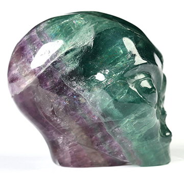 1.9" Fluorite Star Being Female Alien Crystal Skull Companion, Hand Carved Gemstone Fine Art Sculpture, Reiki Healing Stone Statue