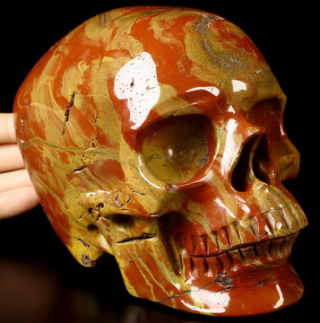 Super Realistic! Lifesized 6.1" Indian Agate Hand Carved Crystal Skull, Crystal Healing