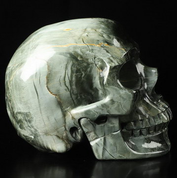 Super Realistic! Lifesized 5.9" Hawk's Eye Hand Carved Crystal Skull, Crystal Healing