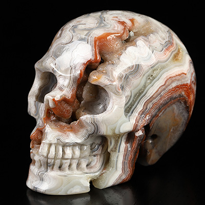 Gemstone 2.0" Red Crazy Lace Agate Hand Carved Crystal Skull, Realistic, Crystal Healing