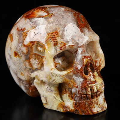 Gemstone 2.0" Red Crazy Lace Agate Hand Carved Crystal Skull, Realistic, Crystal Healing
